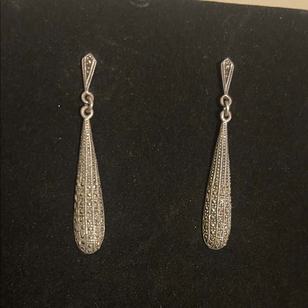 925 sterling silver drop earrings with pyrite stone